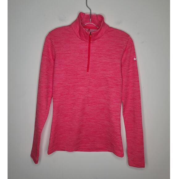 Nike Golf Dri-fit red pink 1/4 zip long sleeve pullover shirt thumbholes - small - Picture 1 of 5